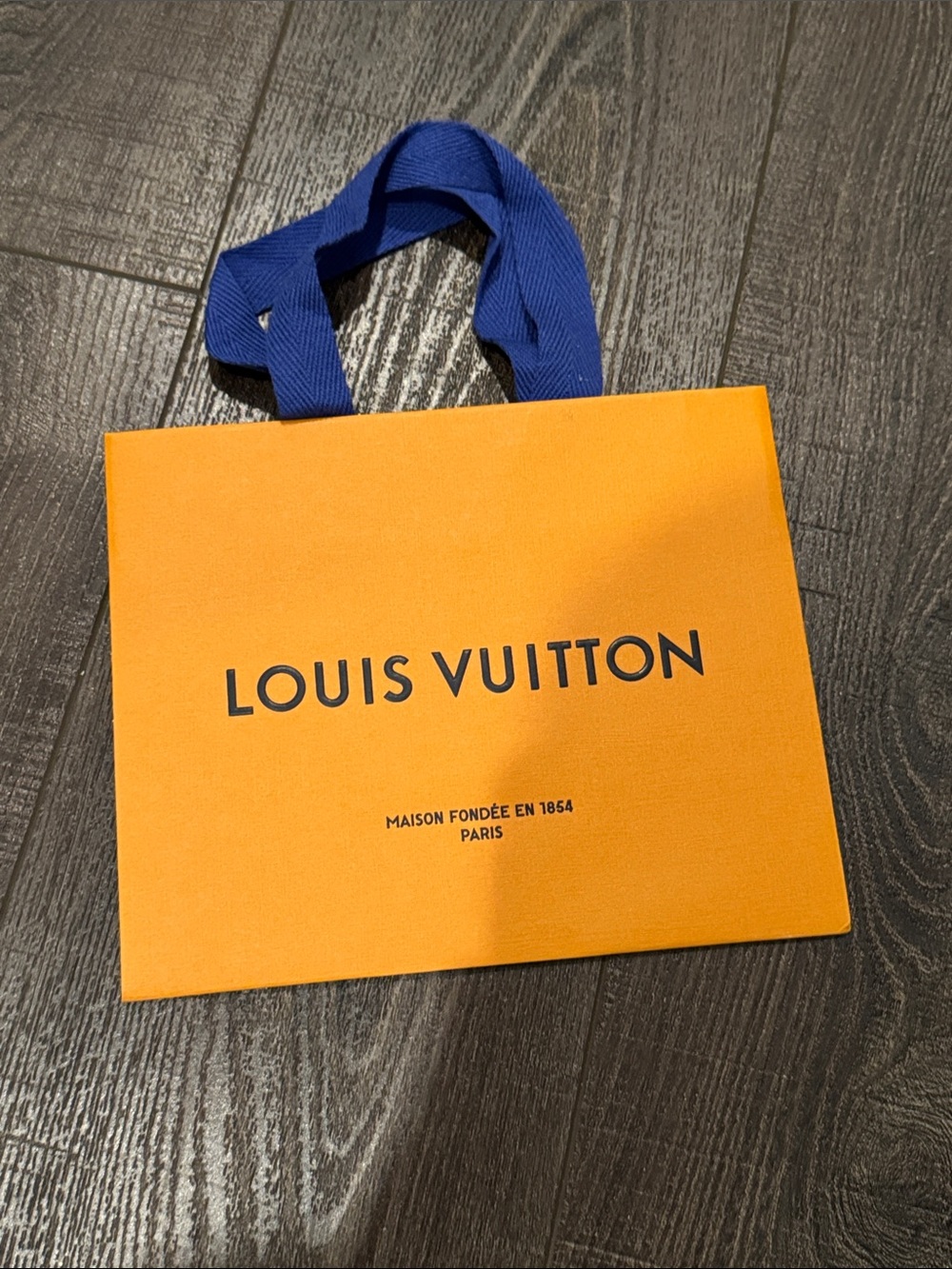 Louis Vuitton Orange Tote with Blue Handles